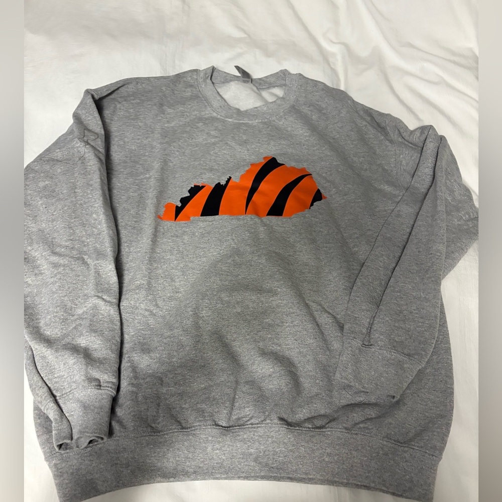 Gray and Orange Graphic Men's Sweater